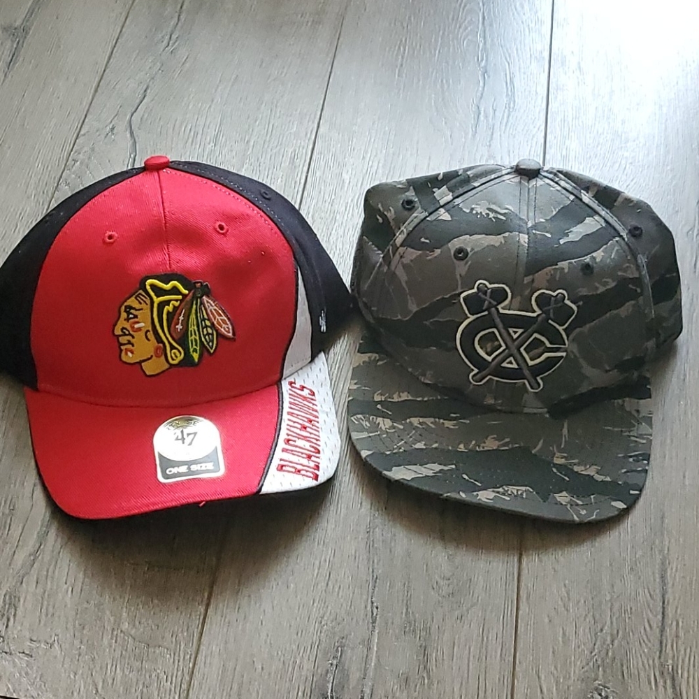 Lot of 2 Chicago Blackhawks caps- one size
